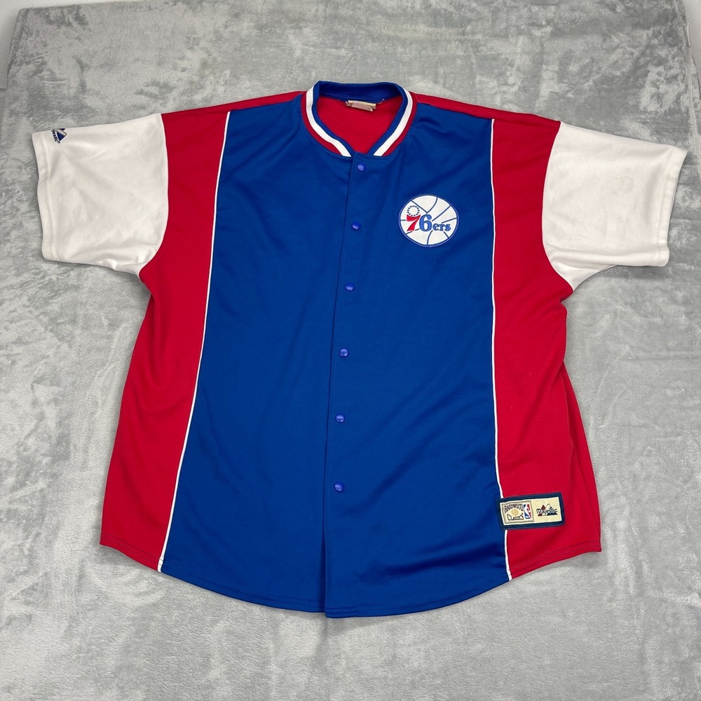 Vtg Philadelphia 76ers Sixers Jersey Men 2X Red Hardwood Classics NBA Basketball